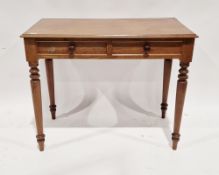 Victorian mahogany side table, the top with moulded edge above two frieze drawers and raised on