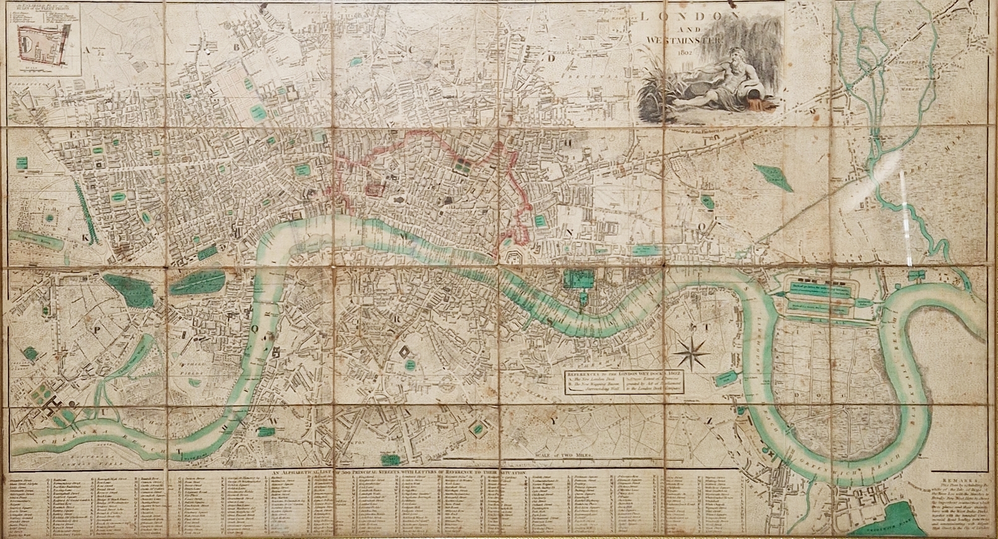 John Fairburn (1789-1840) Fold out hand-coloured detailed plan of "London and Westminster",