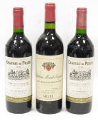 Two bottles of Chateau de Prade Cotes de Castillon grand vin de Bordeaux 1990 by Gaec Fournier et