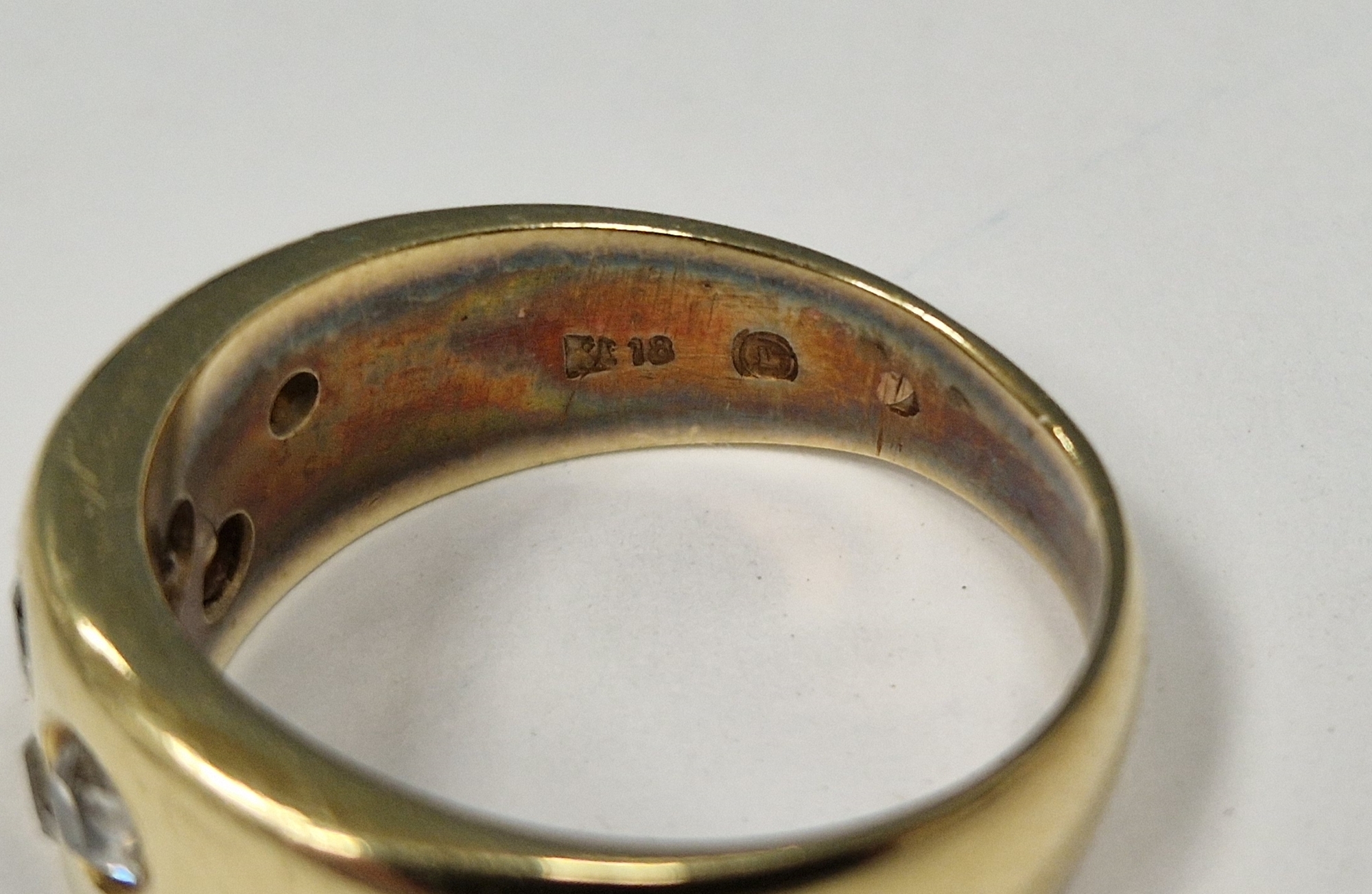 18K gold and diamond ring, the tapering band set with eight old cut variously sized diamonds in - Image 9 of 9