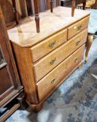 19th century pine chest of two short over two graduating long drawers with rounded corners and