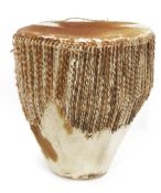 African animal skin drum, 39cm diameter x 44cm high