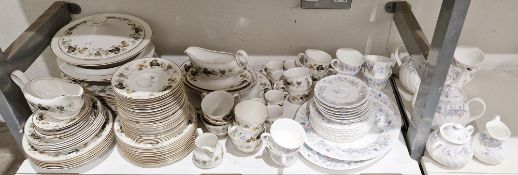 Royal Doulton Larchmont part dinner service, printed grey marks, printed with green leaves and