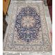 Large Persian midnight blue ground rug with central cream floral medallion on floral field, floral - Image 1 of 22