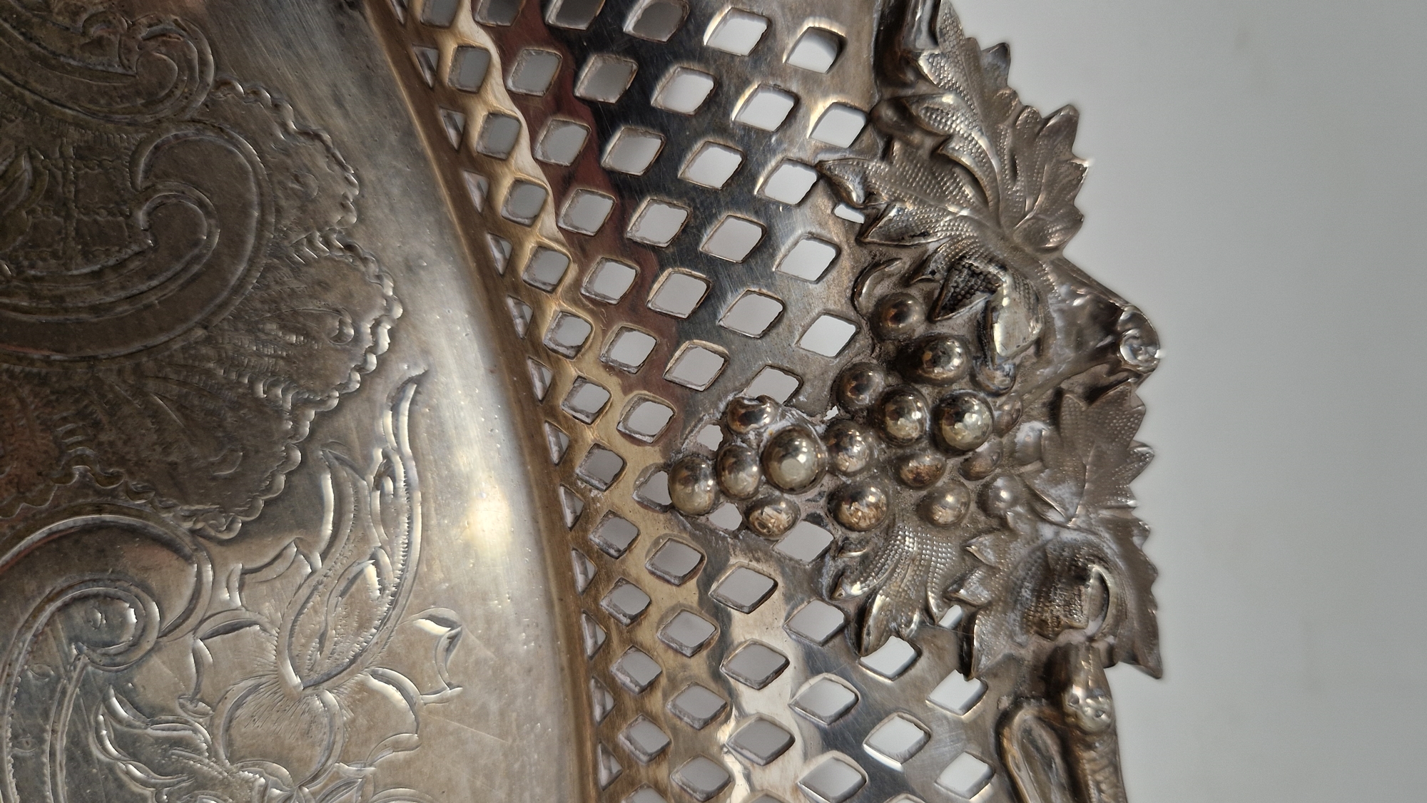 Late 19th / early 20th century silver plated serving tray of oval form, the border and twin- - Image 20 of 20