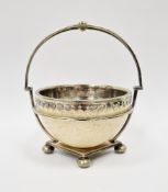 Victorian half ostrich egg and silver plated trophy in the form of a bowl with silver plated