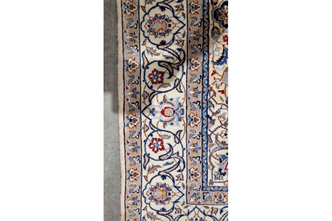 Large Persian midnight blue ground rug with central cream floral medallion on floral field, floral - Image 17 of 22