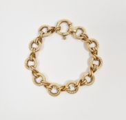 9ct gold rope circular link bracelet, 17g  Condition Report Good condition overall. Length 19.5cm,