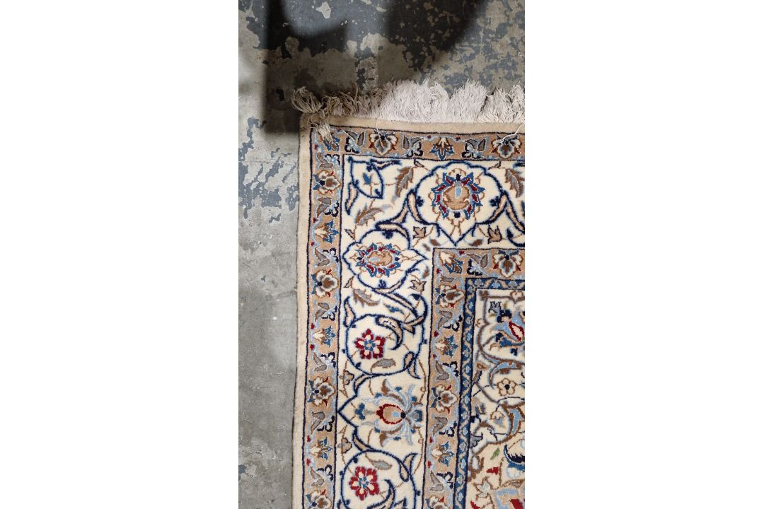 Large Persian midnight blue ground rug with central cream floral medallion on floral field, floral - Image 2 of 22