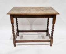 Late 19th/early 20th century oak side table, the top with moulded thumb nail edge, raised on