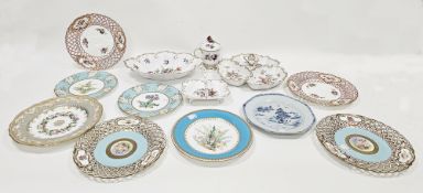 Collection of 19th century English porcelain dessert-plates, Dresden porcelain and other items,