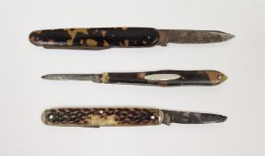 Two 19th century steel and tortoiseshell penknives together with a 19th century steel and horn
