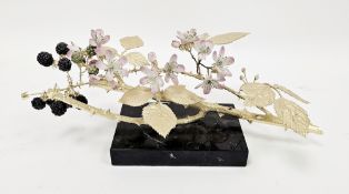 Ruth Van Ruyckevelt bone china and gilt-bronze mounted model of a fruiting blackberries, for St.