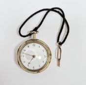 George III silver gilt pair-cased watch by James Tregent of London, with white enamel dial, London