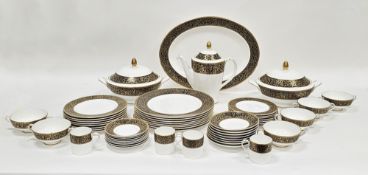 Minton bone china Grandee pattern part dinner and coffee-service, printed gilt marks, decorated with