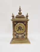 19th century French brass and cloisonne enamel 8 -day mantel clock, the pillared step case
