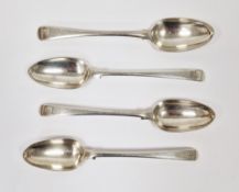 Set of four George III silver dessert spoons,  London 1767, Thomas & William Chawner, old English