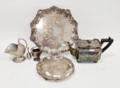Late 19th/early 20th century silver plated tea pot, of rectangular form, by William Hutton & sons,