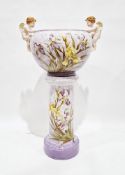 Large Jerome Massier (Vallauris) Art Nouveau majolica jardiniere on stand, circa 1900, impressed