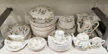 20th century Gien faience part dinner service by France, Gien, printed marks, decorated with birds