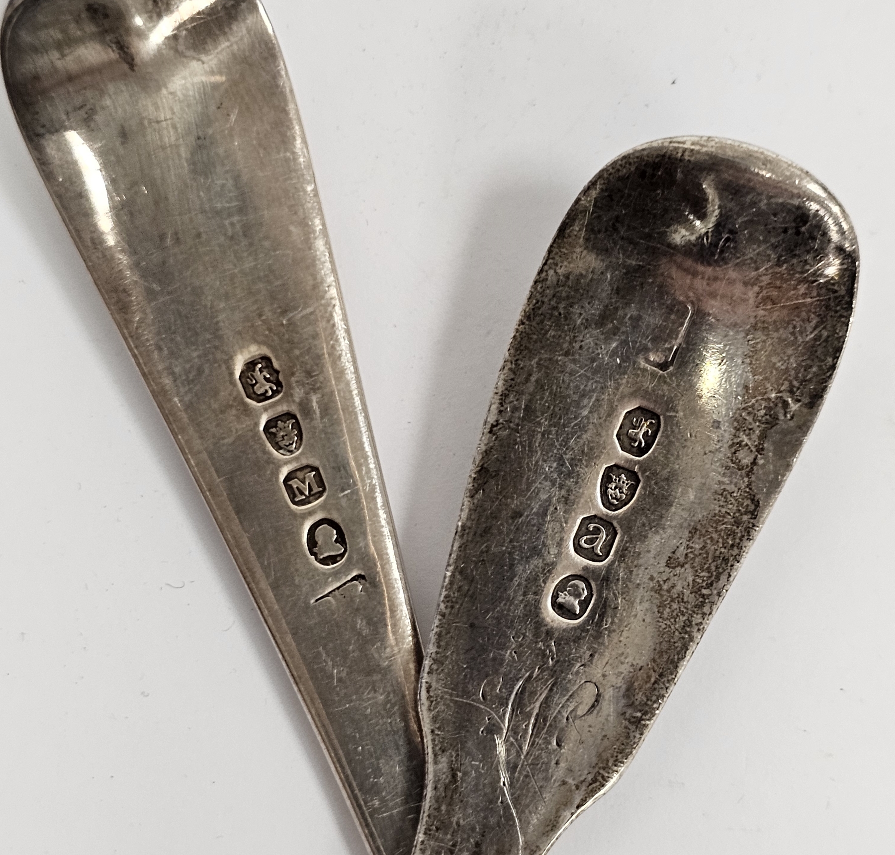 Four George III silver tablespoons, two fiddle pattern, London 1816 and 1817 and two old English - Image 2 of 2