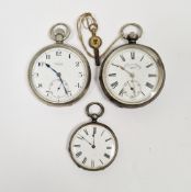 Early 20th century continental white metal cased open-faced pocket watch, the enamel dial with Roman