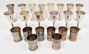 LOT WITHDRAWN; Set of eight silver plated beakers by Mappin & Webb of tapering form, each with