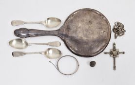 George V silver-mounted hand mirror, Birmingham 1918, having raised borders, three George IV