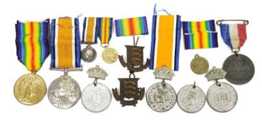 Pair of World War 1 medals with ribbons including the great war for civilisation medal and 1914 -