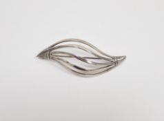 Danish silver brooch by Just Andersen, London import marks for 1967, of pierced leaf form, 7.2cm