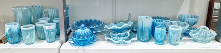 Large collection of late 19th/early 20th century Davidson's and other opalescent blue Pearline