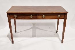 Edwardian mahogany side table, the two frieze drawers with brass circular drop ring handles,