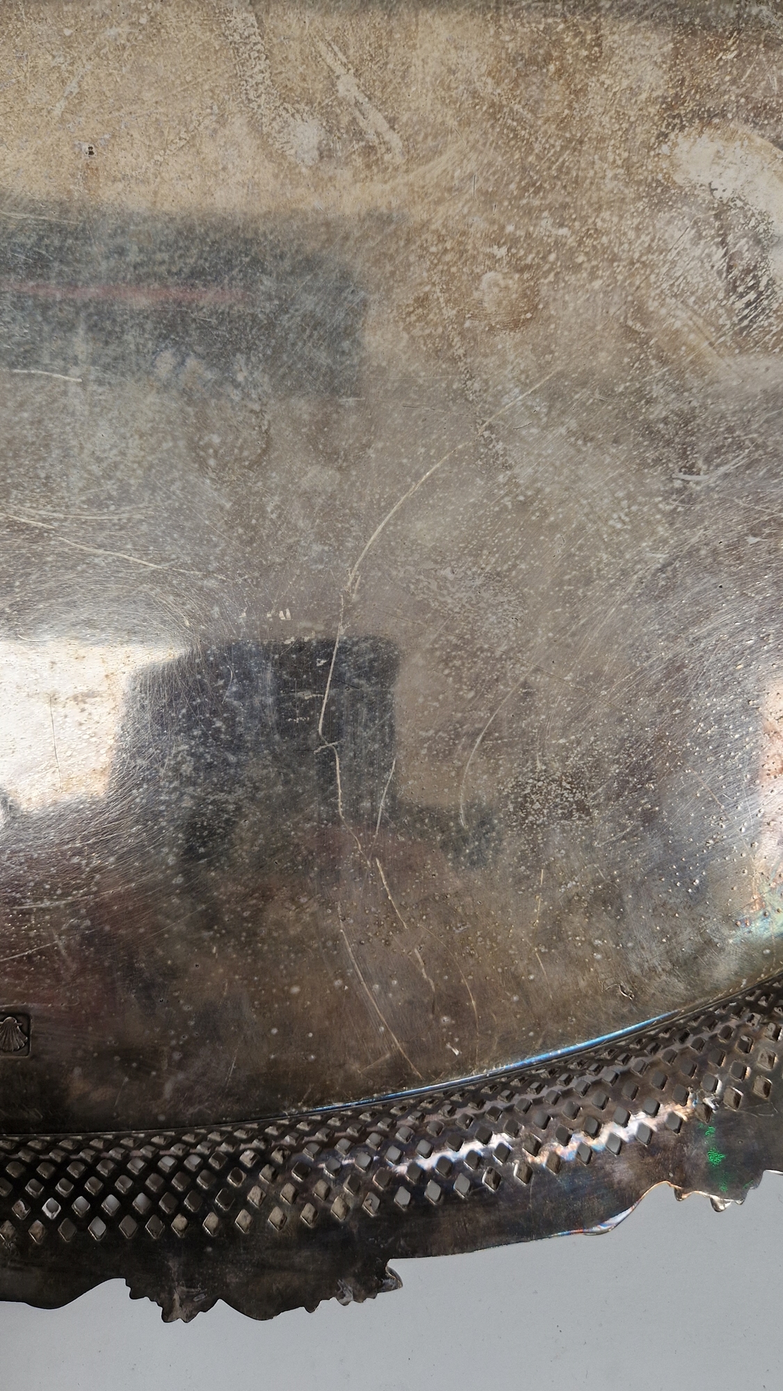 Late 19th / early 20th century silver plated serving tray of oval form, the border and twin- - Image 18 of 20
