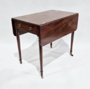 19th century mahogany Pembroke table with drawer to one end and faux drawer to the other raised on