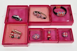 Collection of six items of Butler & Wilson Union Jack costume jewellery including two bracelets, two