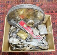 Collection of silver plated and white metal items including a pair of south east Asian white metal