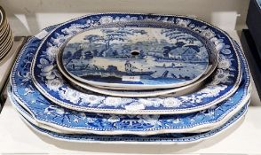 Collection of early 19th century Staffordshire pearlware transfer printed blue and white serving-