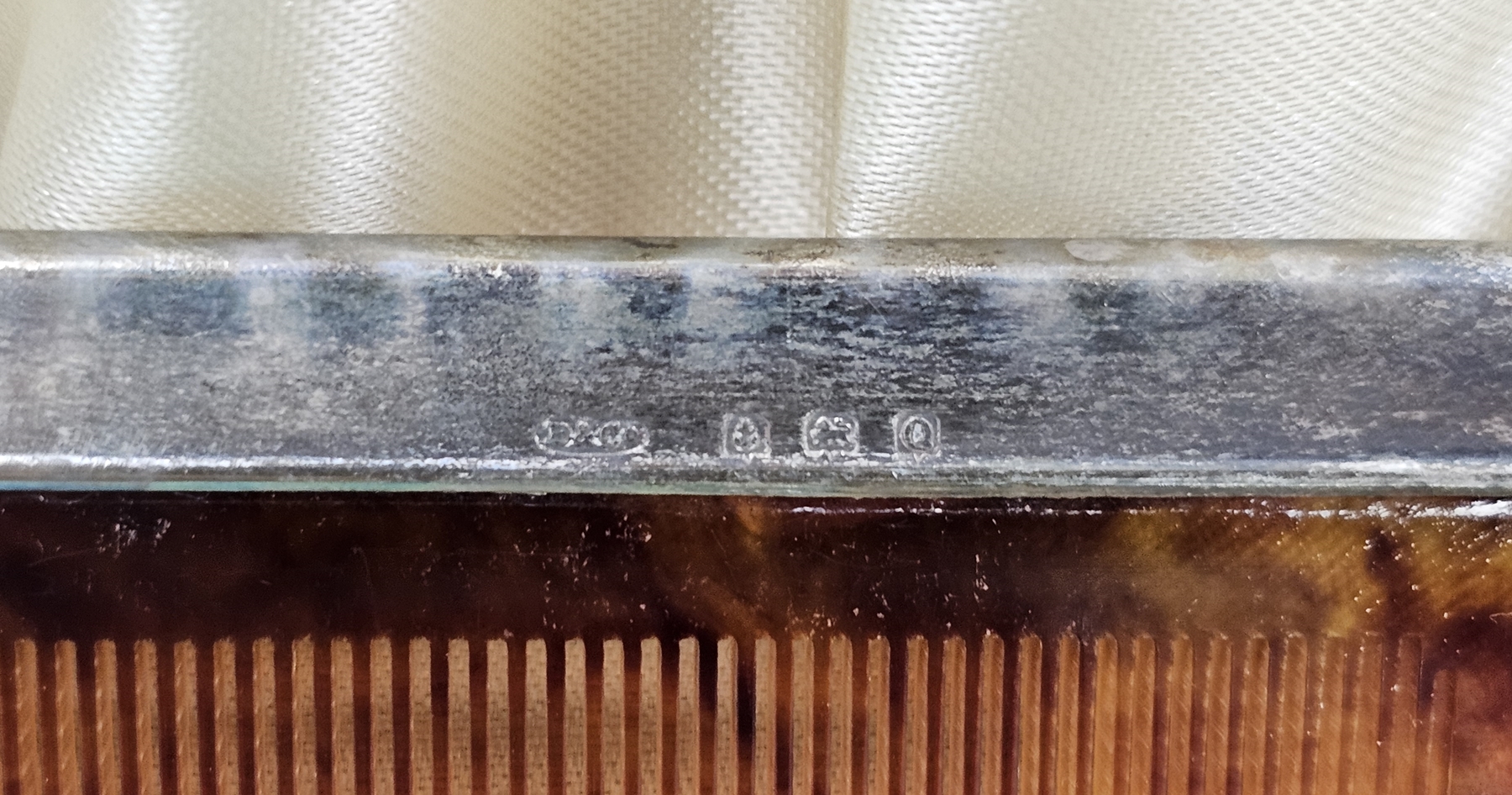 Silver and turquoise green guilloche enamel five-piece dressing table set, Birmingham 1940, WI - Image 3 of 4