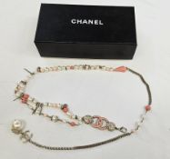 Chanel gilt metal, faux-pearl and faux-coral belt, nautilus theme with shell and stick coral