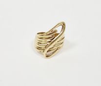 QVC 9ct gold modern swirl and band ring, 6.1g (size L)