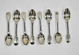 Set of seven Victorian silver teaspoons, London 1847, Robert Wallis, fiddle and thread pattern,