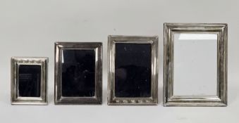 Four silver and wooden easel back photograph frames, Sheffield 2000, 2001 and 2002, Carr's of
