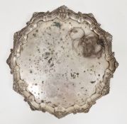 Victorian silver circular salver, London 1892, Charles Stuart Harris, with moulded scallop, scroll