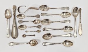 Set of eight Victorian Scottish silver teaspoons, Glasgow 1869, William Arthur, old English beaded