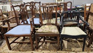 Collection of six chairs including a pair of George III-style mahogany dining elbow chairs, 67cm