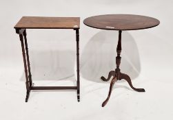 19th century mahogany oval tilt-top table raised on a slender turned vase-shaped column and three