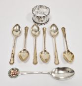 Set of six coffee spoons with thread borders, Sheffield 1918, a silver Gloucester Billiard League