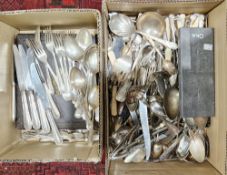 Large collection of silver plated flatware including late 19th / early 20th century cased set of