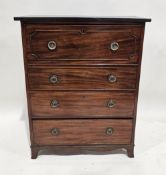 Early 19th century mahogany secretaire chest, the top drawer with hinged fall front opening to a