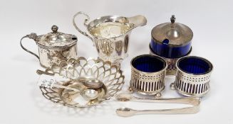 Mixed lot of silver items including pair of Victoria silver salts, Sheffield 1897, Atkin Brothers,